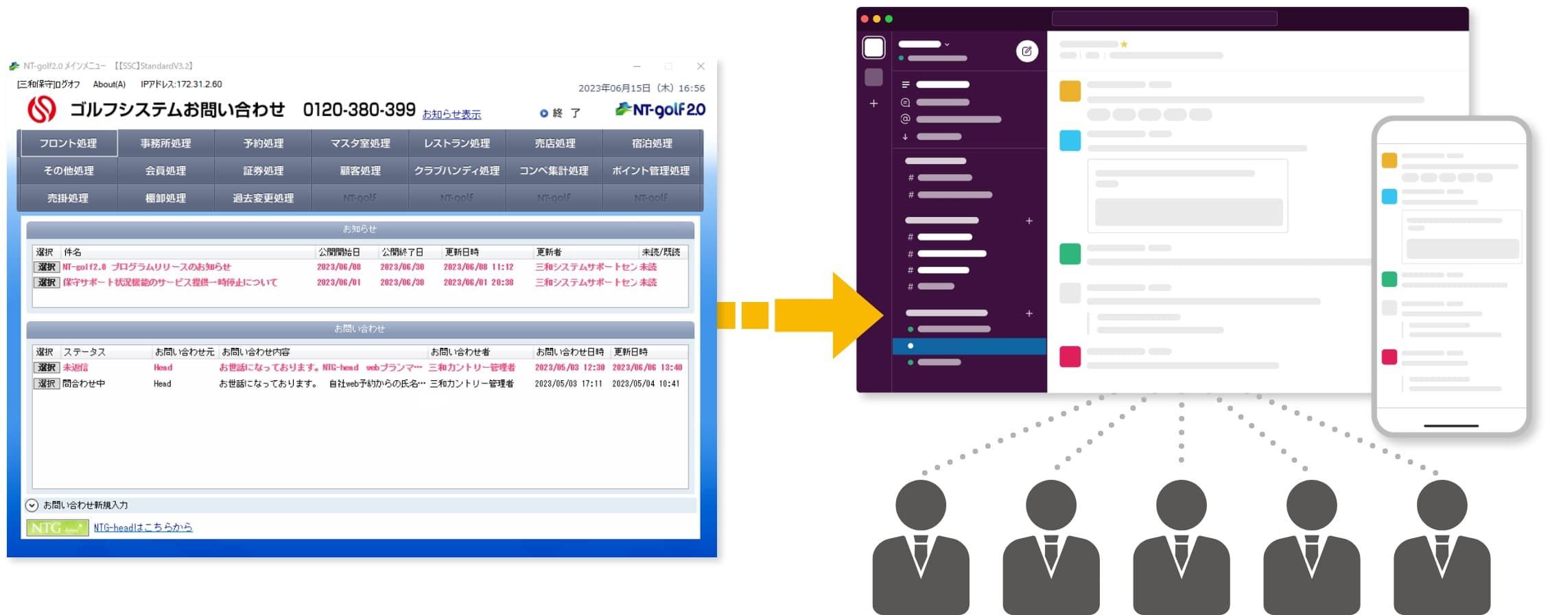 Slackを通して弊社スタッフ全員へ通知